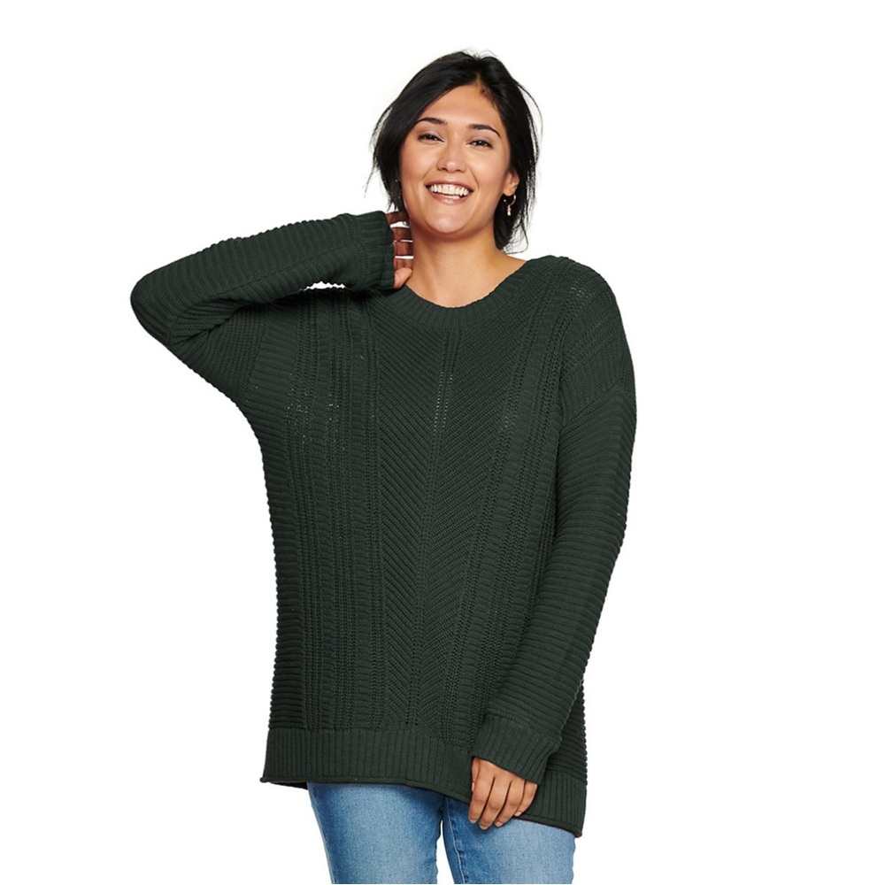 NWT Sonoma Mixed-Rib Crewneck Drop-Shoulder Sweater Green Size M